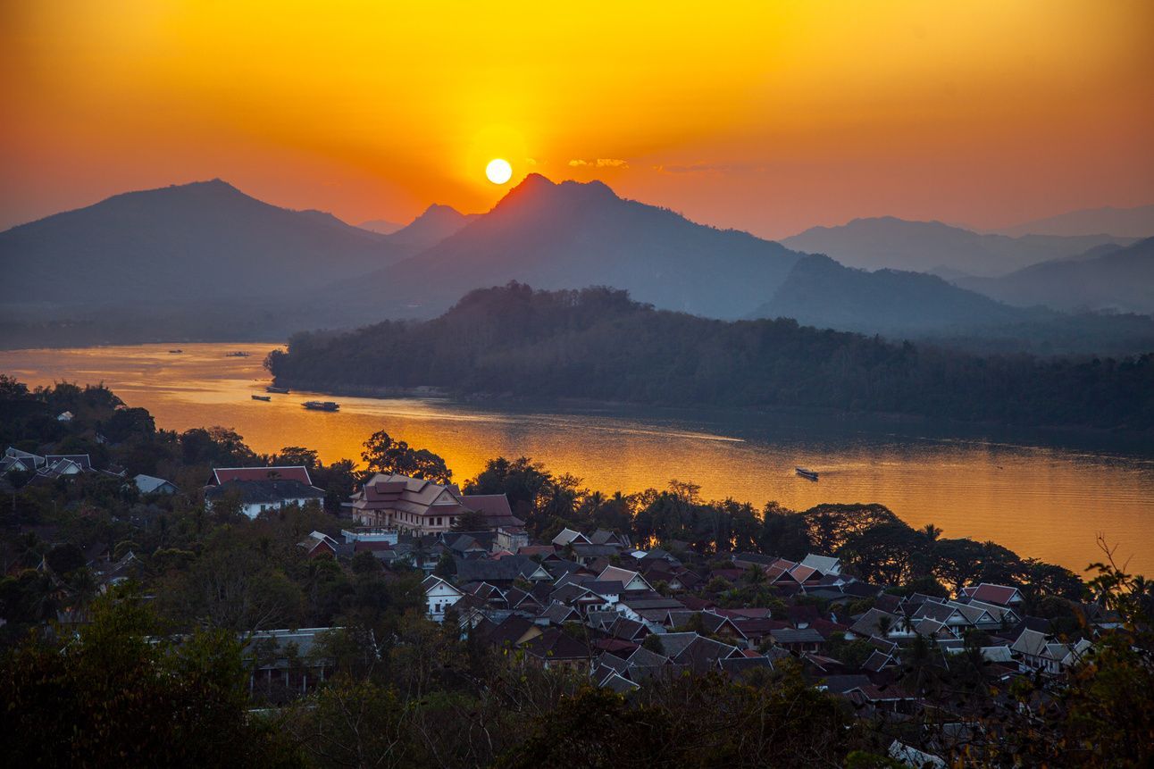 A photo of a sunset in Laos