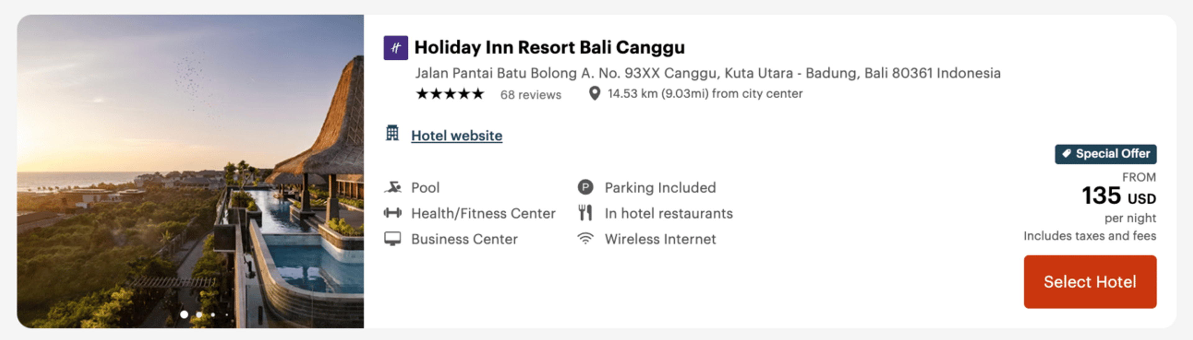 Holiday Inn Resort Canggu for $135 per night