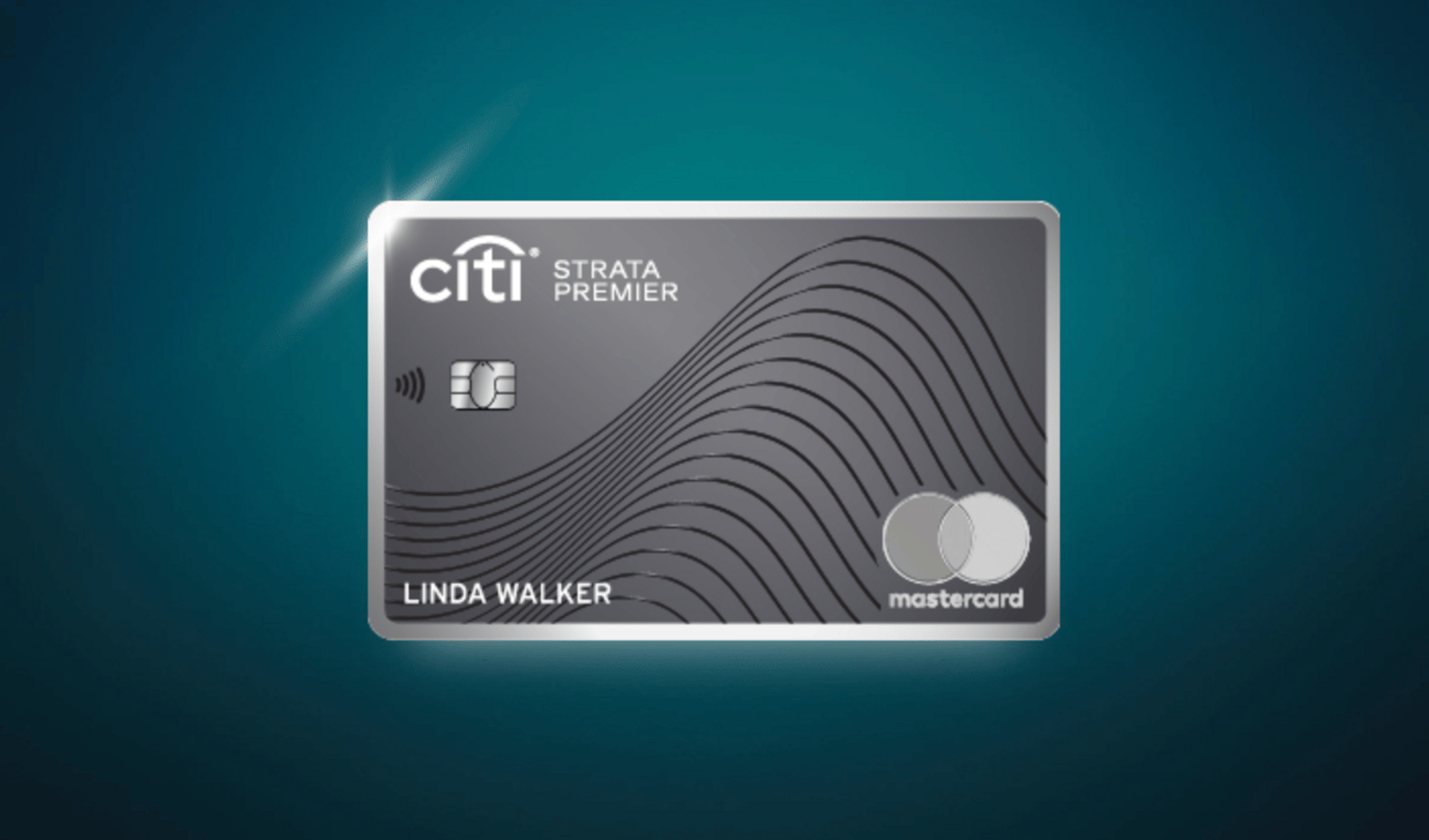 The Citi Strata Premier Card on a dark teal background