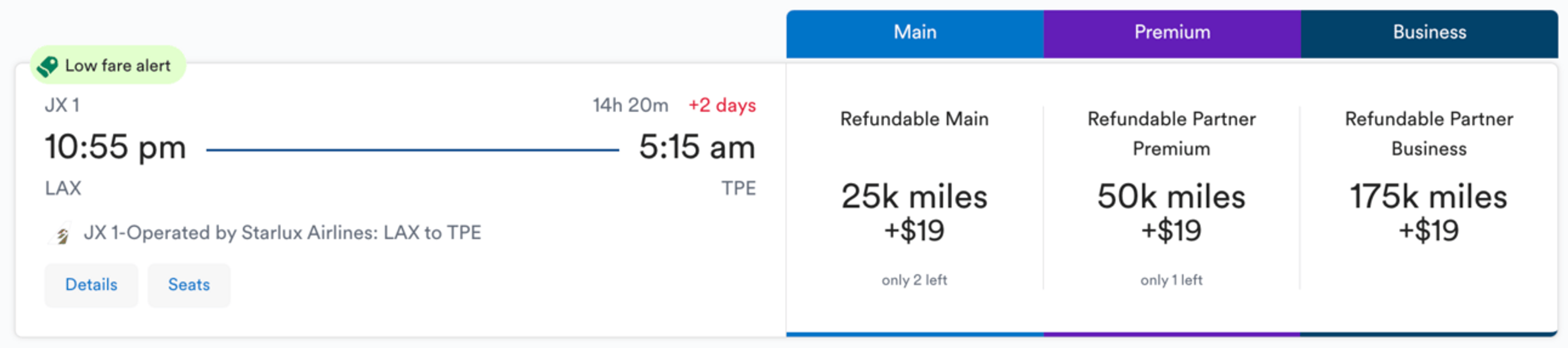 Fly from the U.S. to Taipei for 25,000 miles