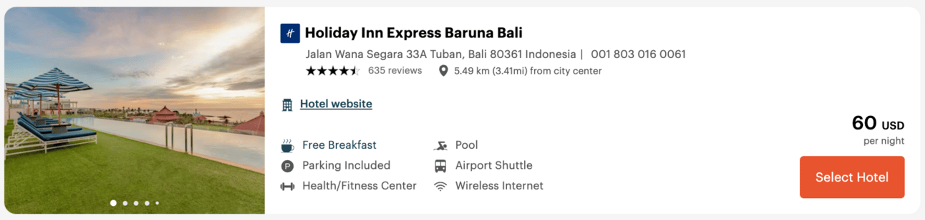 An example of a cheap IHG property in Bali for $60 per night