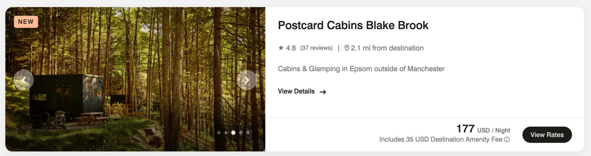 Postcard Cabin Example in New Hampshire