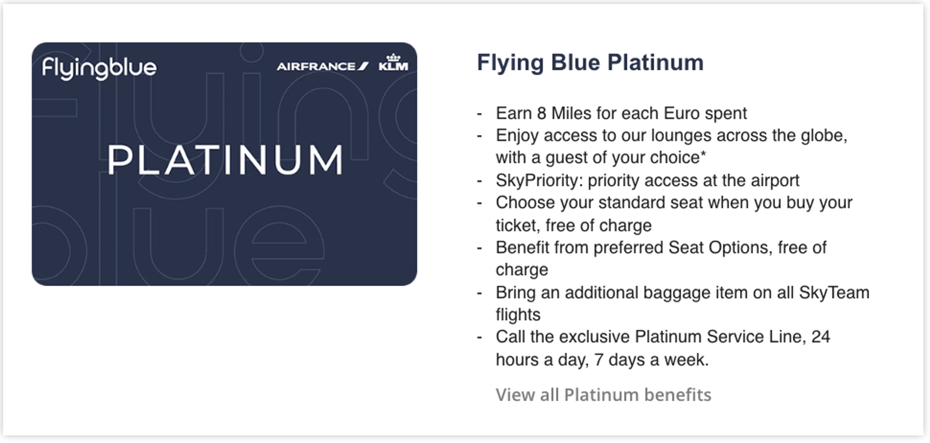 Perks of Flying Blue Platinum Status