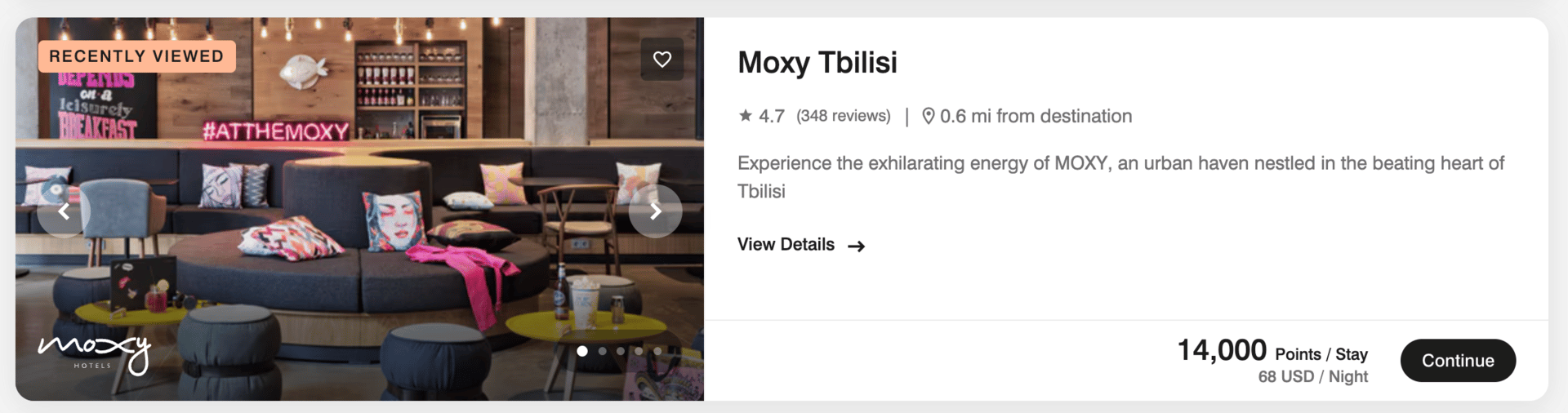 Moxy Tbilisi for 14k points per night