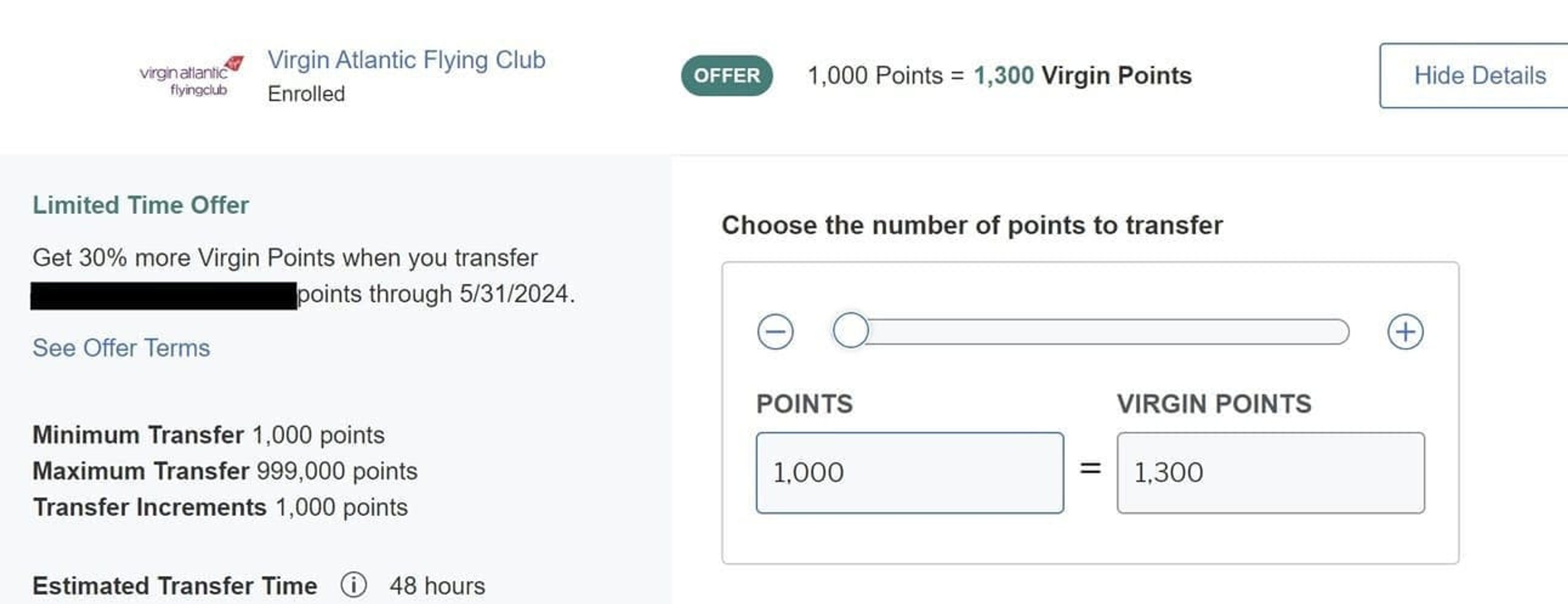 An old 30% transfer bonus to Virgin Atlantic