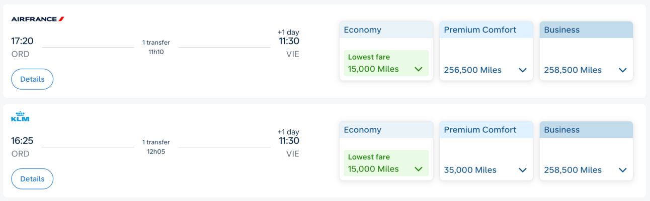 Chicago to Vienna for 15,000 miles