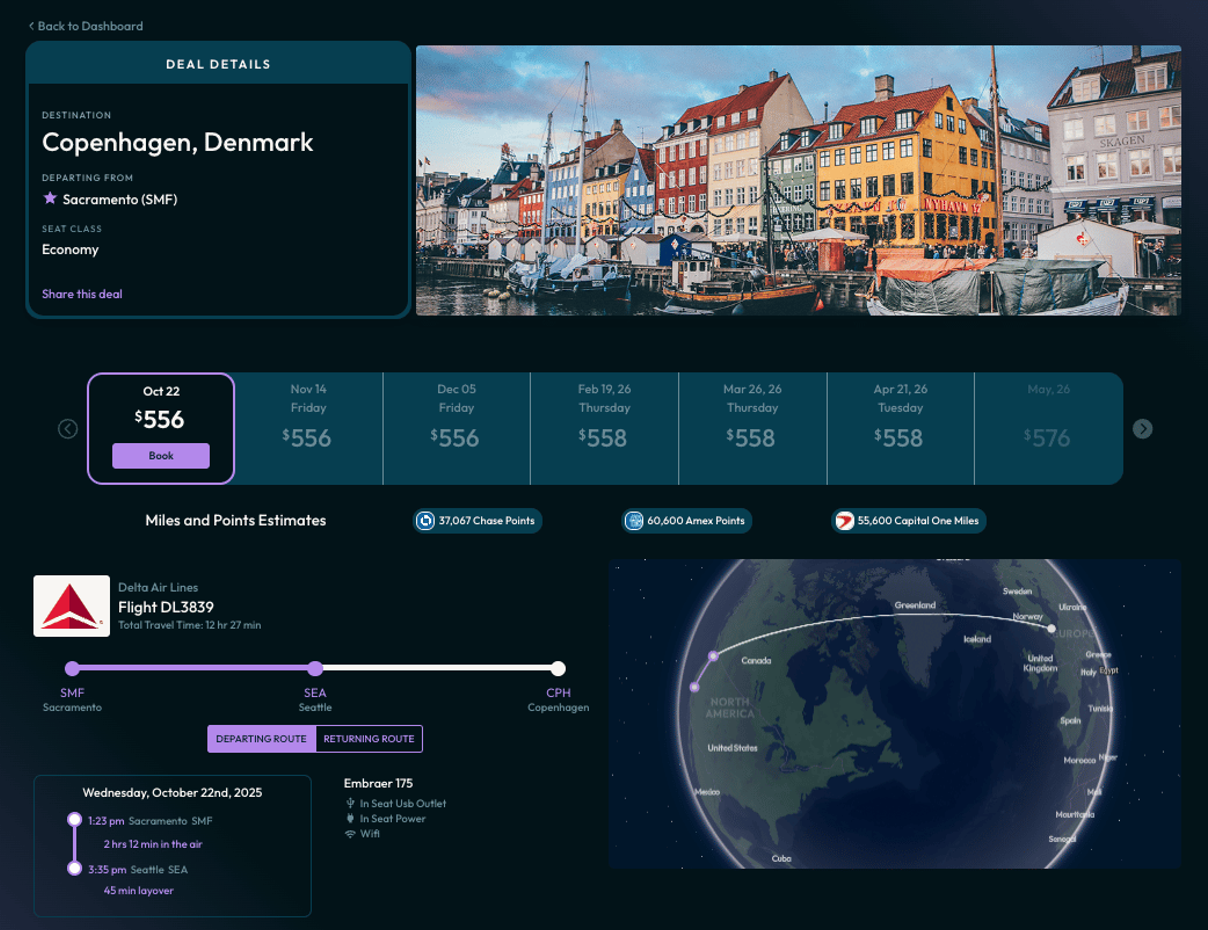 Deal to Copenhagen within Daily Drop Pro interface