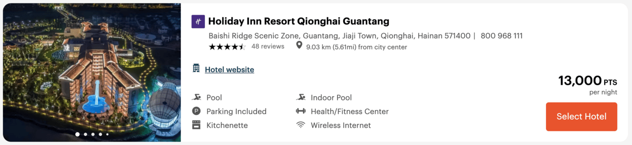 IHG Resort in Hainan for 13,000 IHG points per night