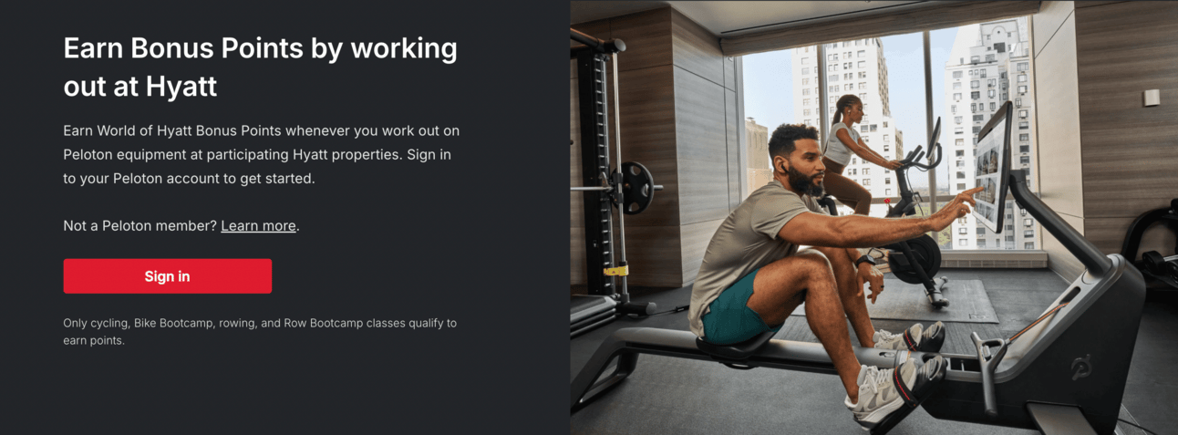 Hyatt/Peloton link accounts page