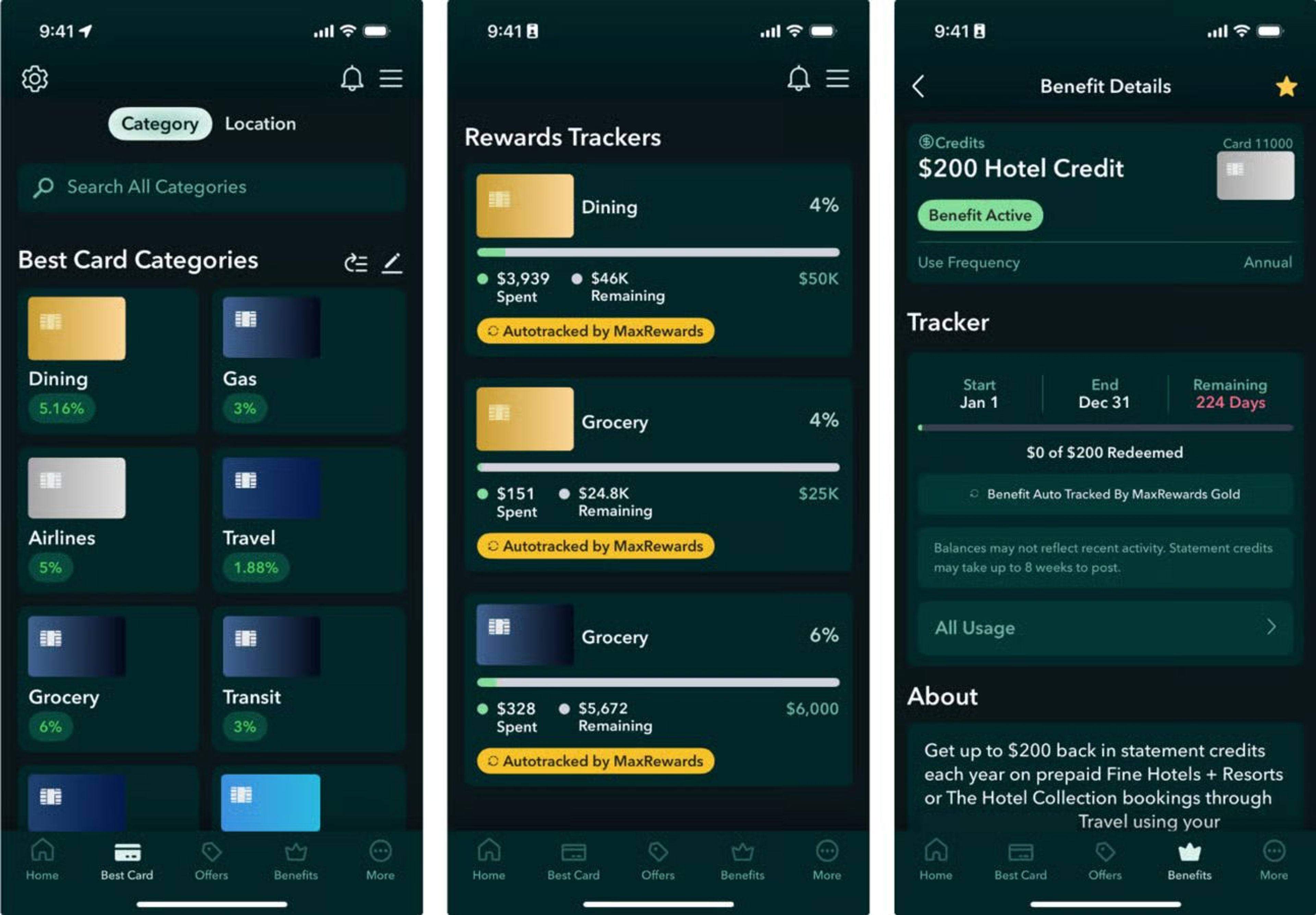 Actual credit cards will be shown in the app