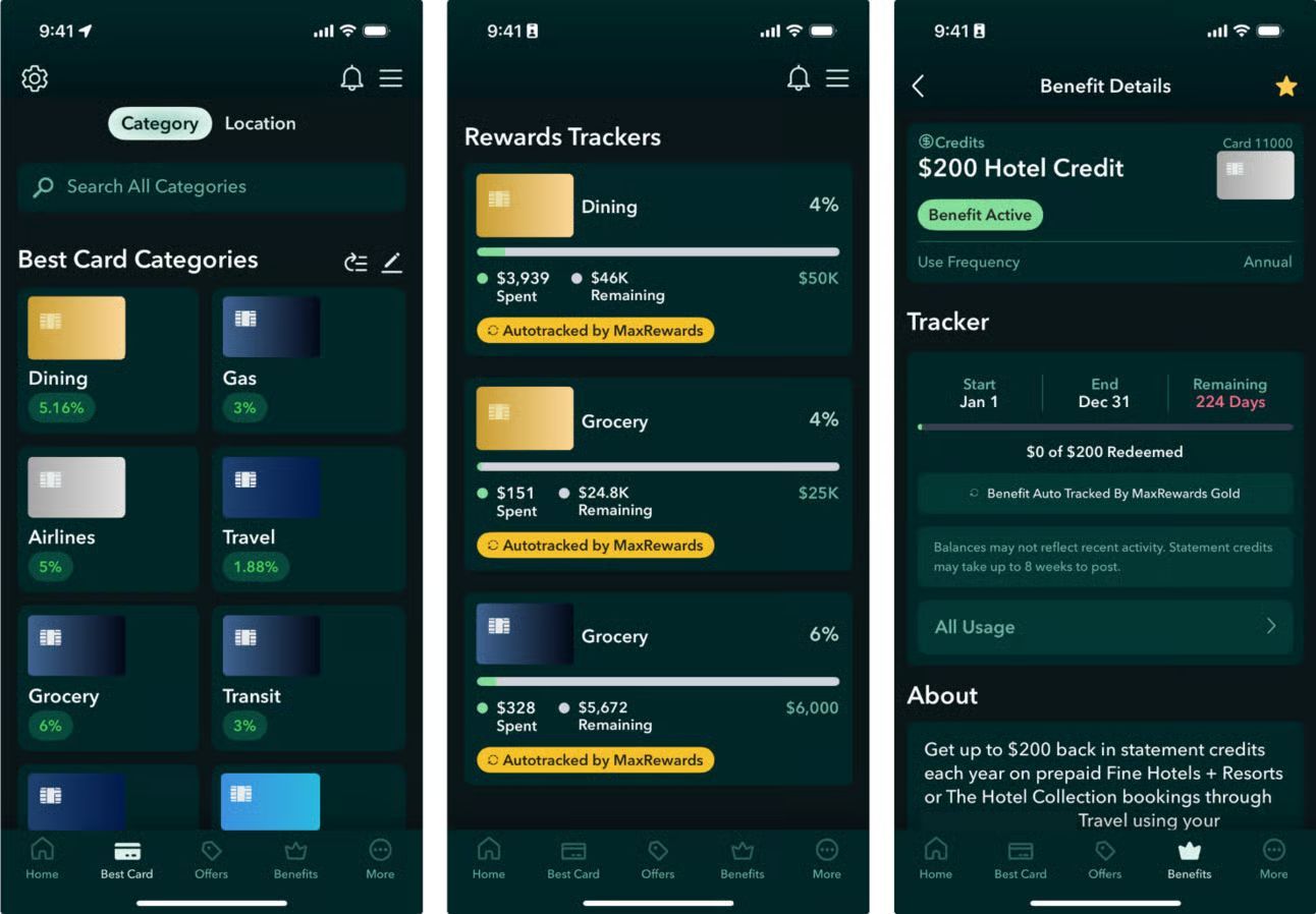 Actual credit cards will be shown in the app