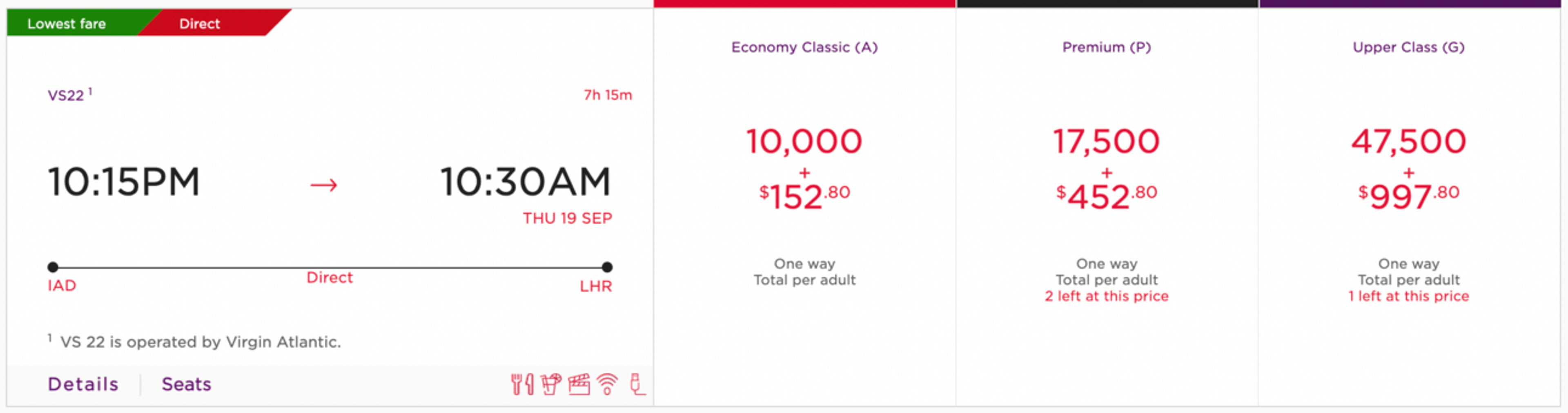 Fly across the Atlantic in Virgin Upper class for just 47,500 miles