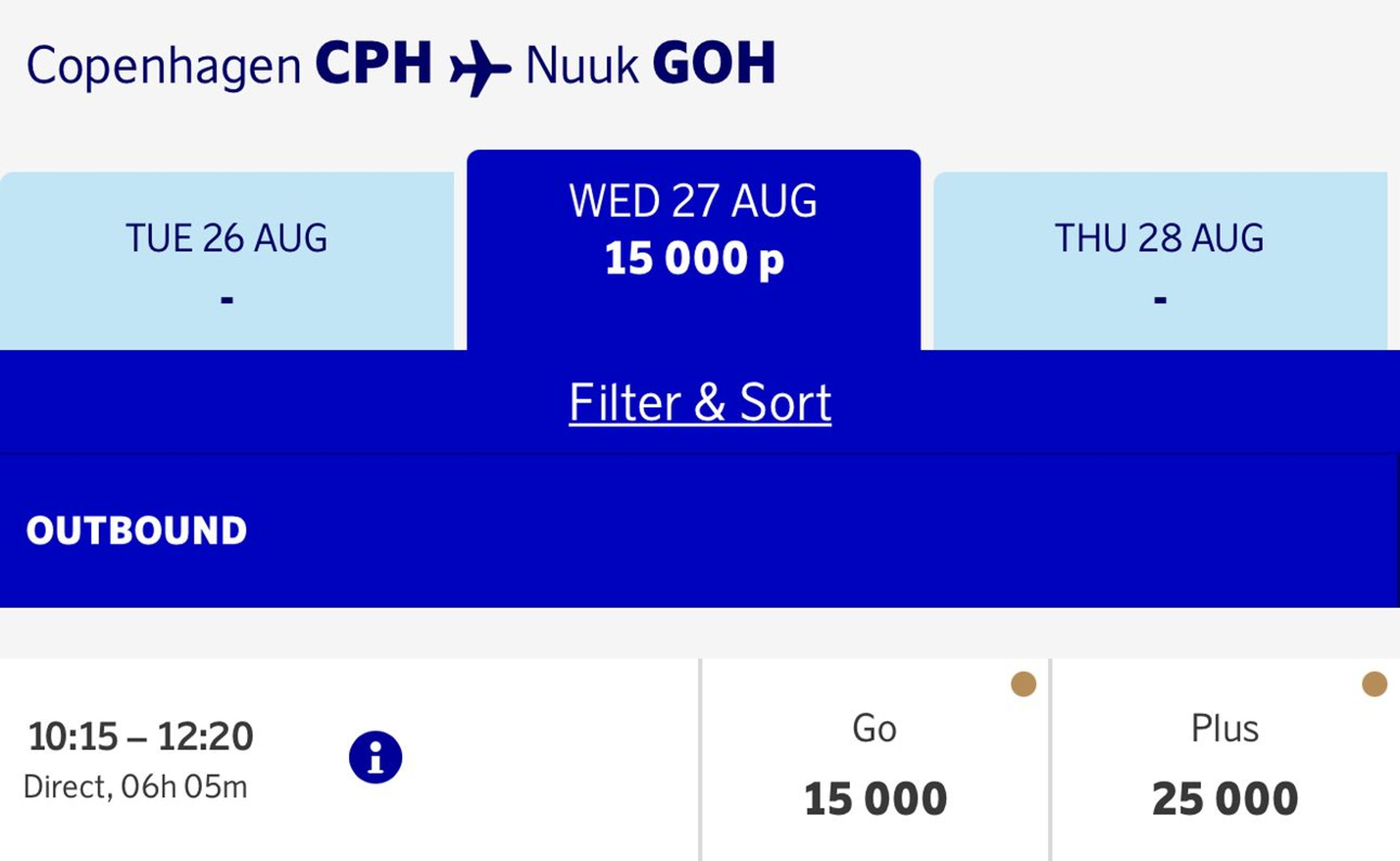 Copenhagen to Greenland for 15,000 miles in economy