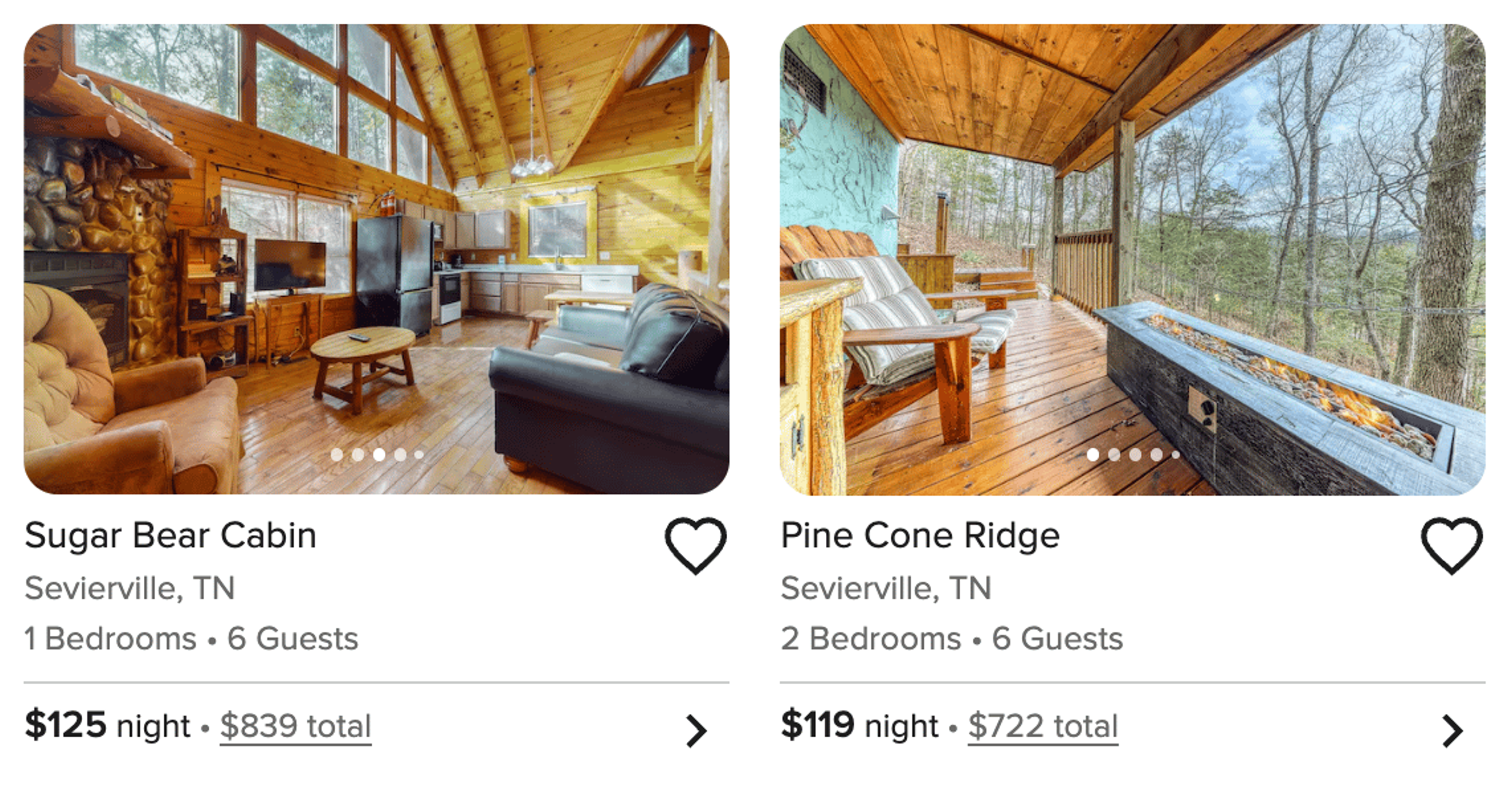 Marriott Homes & Villas booking example i the smoky mountains