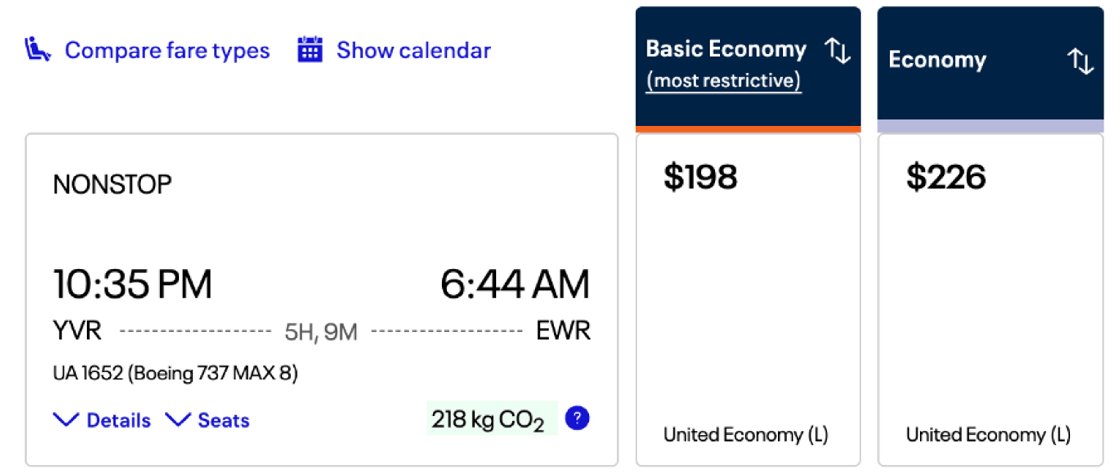 YVR to EWR