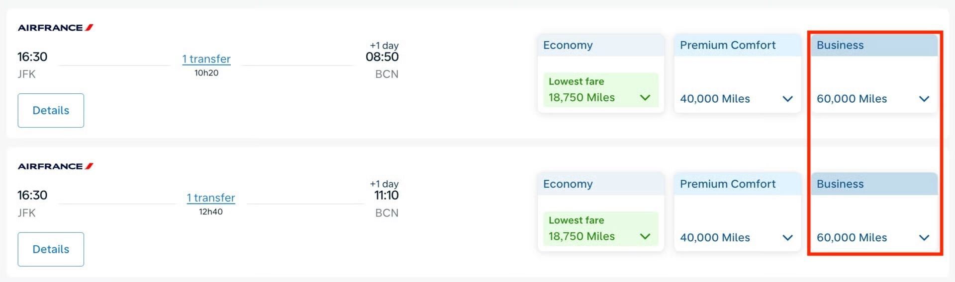 New York to Barcelona for 60k miles