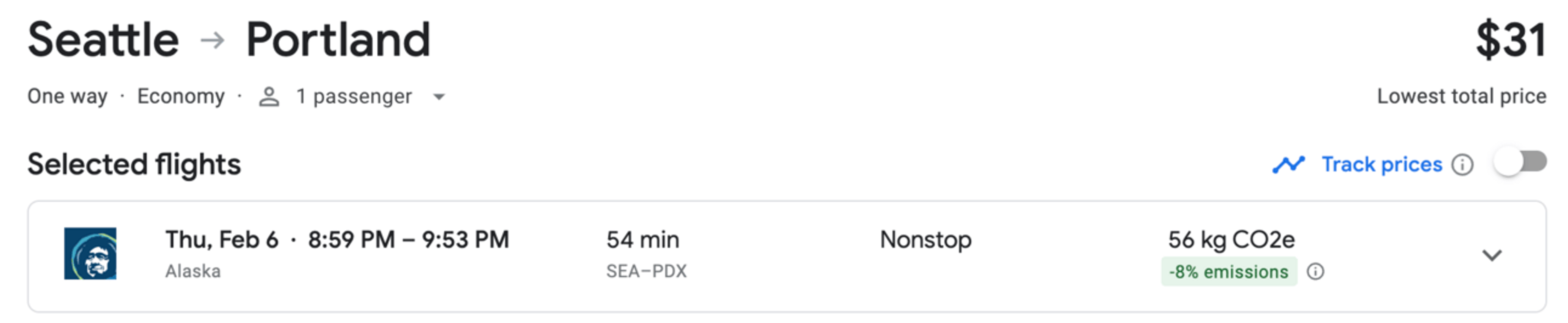 Seattle to Portland for $31