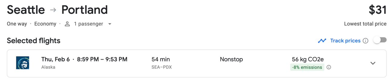Seattle to Portland for $31