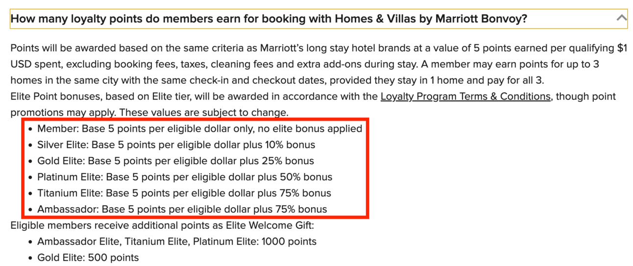 Elite tier bonuses at Marriott H&V