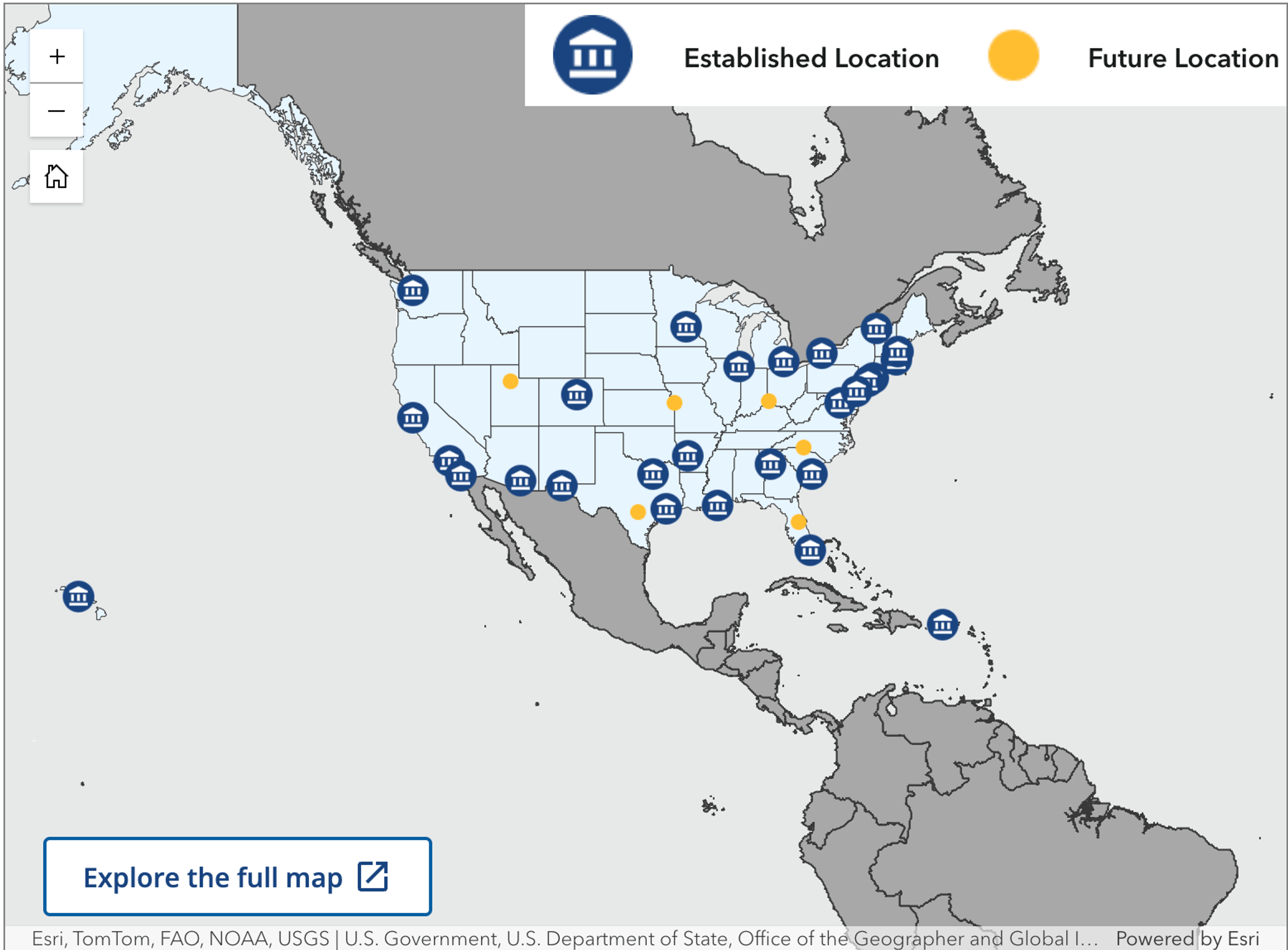 Map of U.S. passport agency locations
