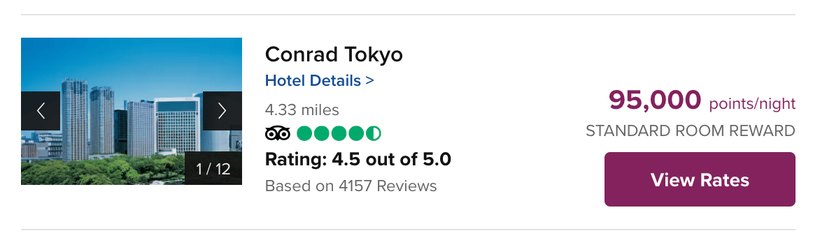 Conrad tokyo for 95,000 points
