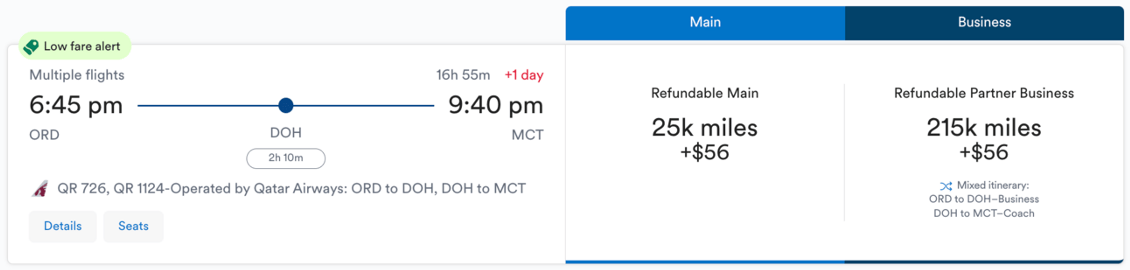 An example of a flight from Alaska's previous Global Getaways Sale