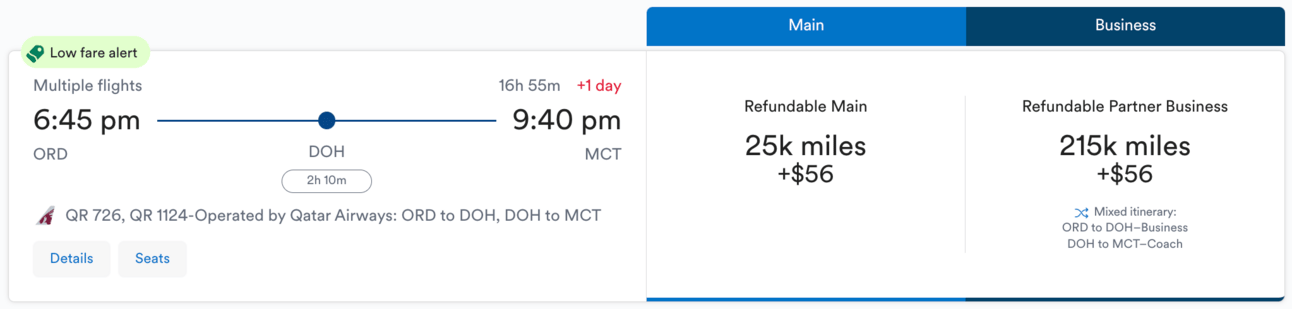 An example of a flight from Alaska's previous Global Getaways Sale