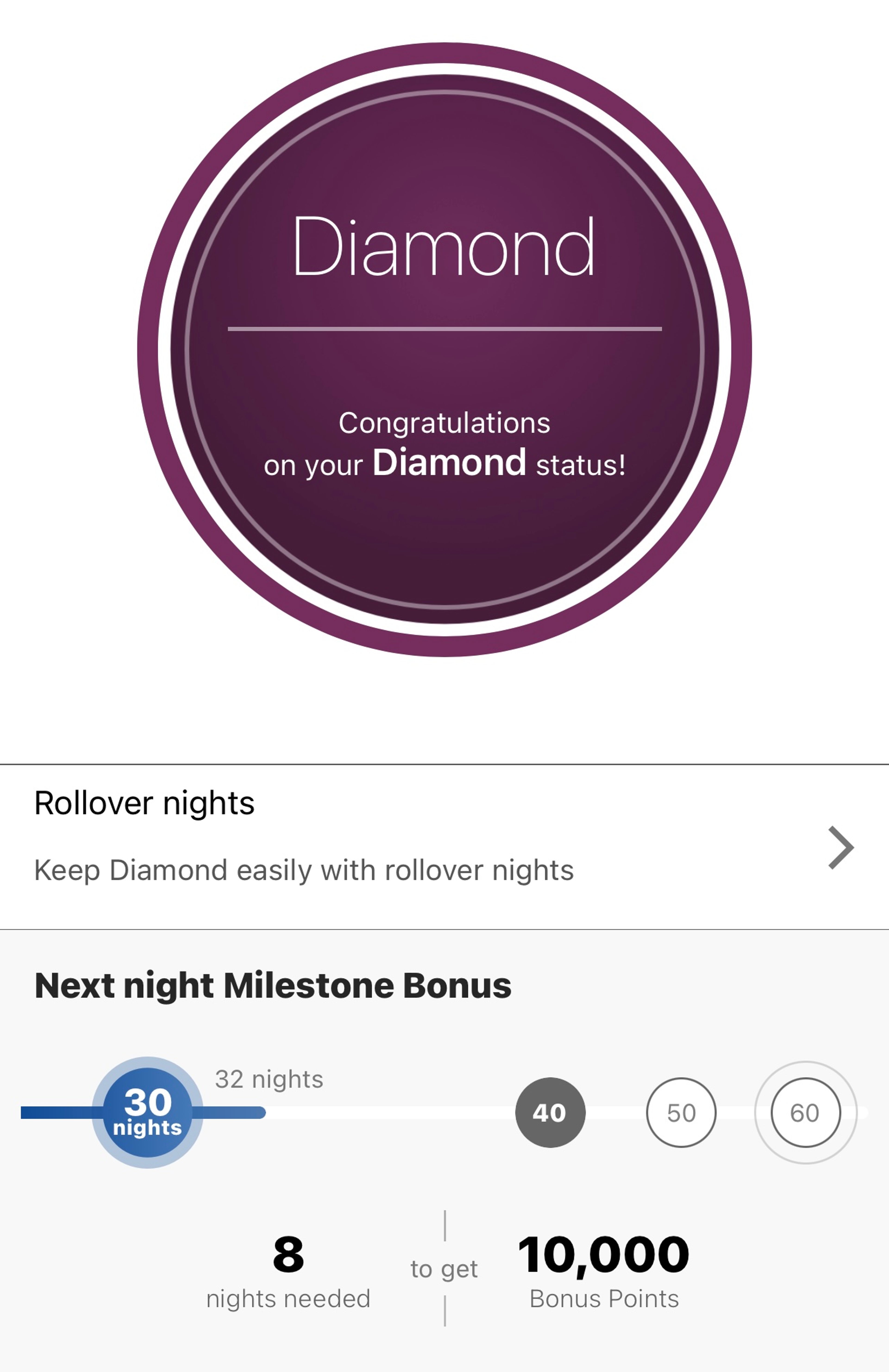 Hilton milestone rewards