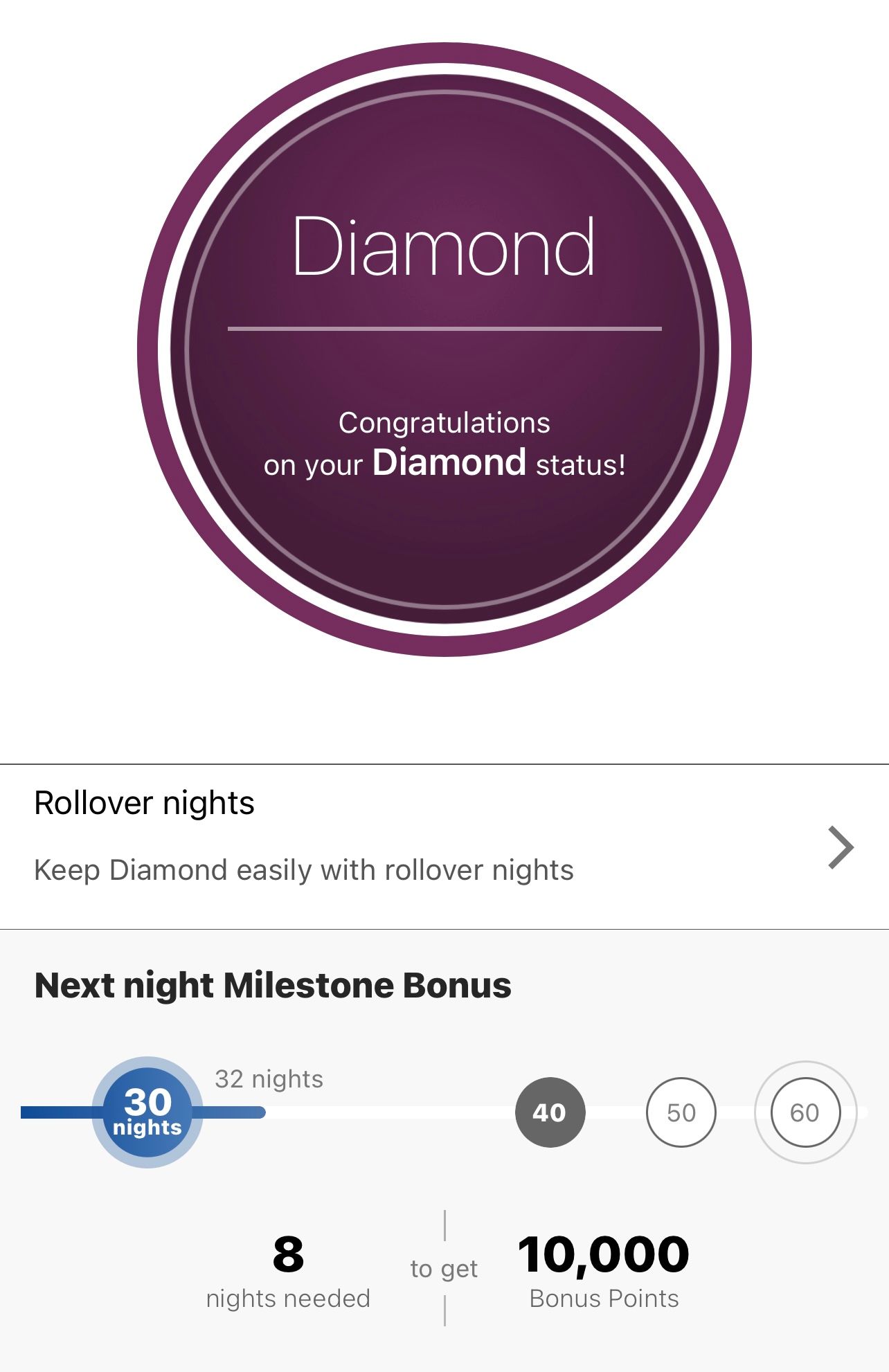 Hilton milestone rewards