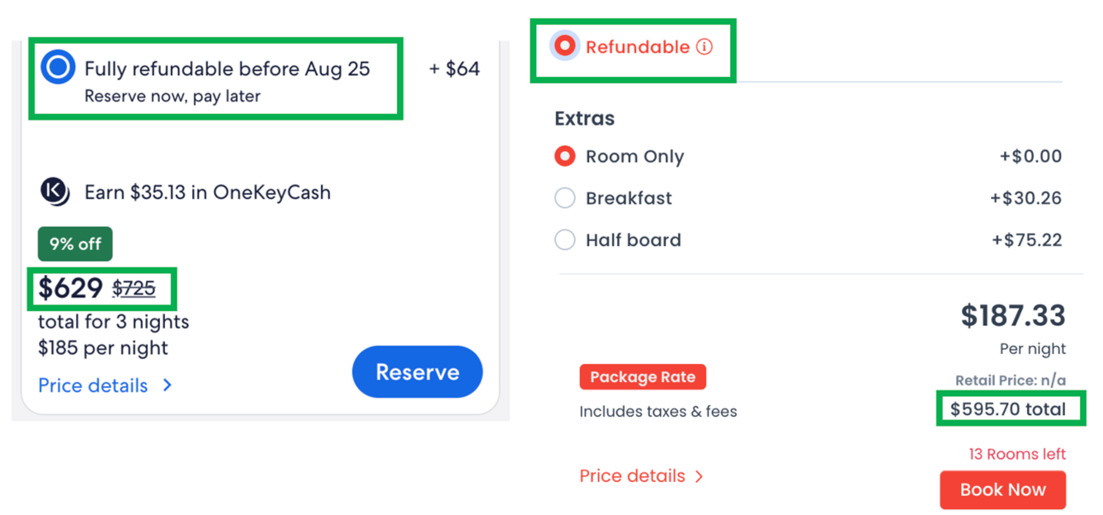 Expedia (left) vs. Cherry (right)
