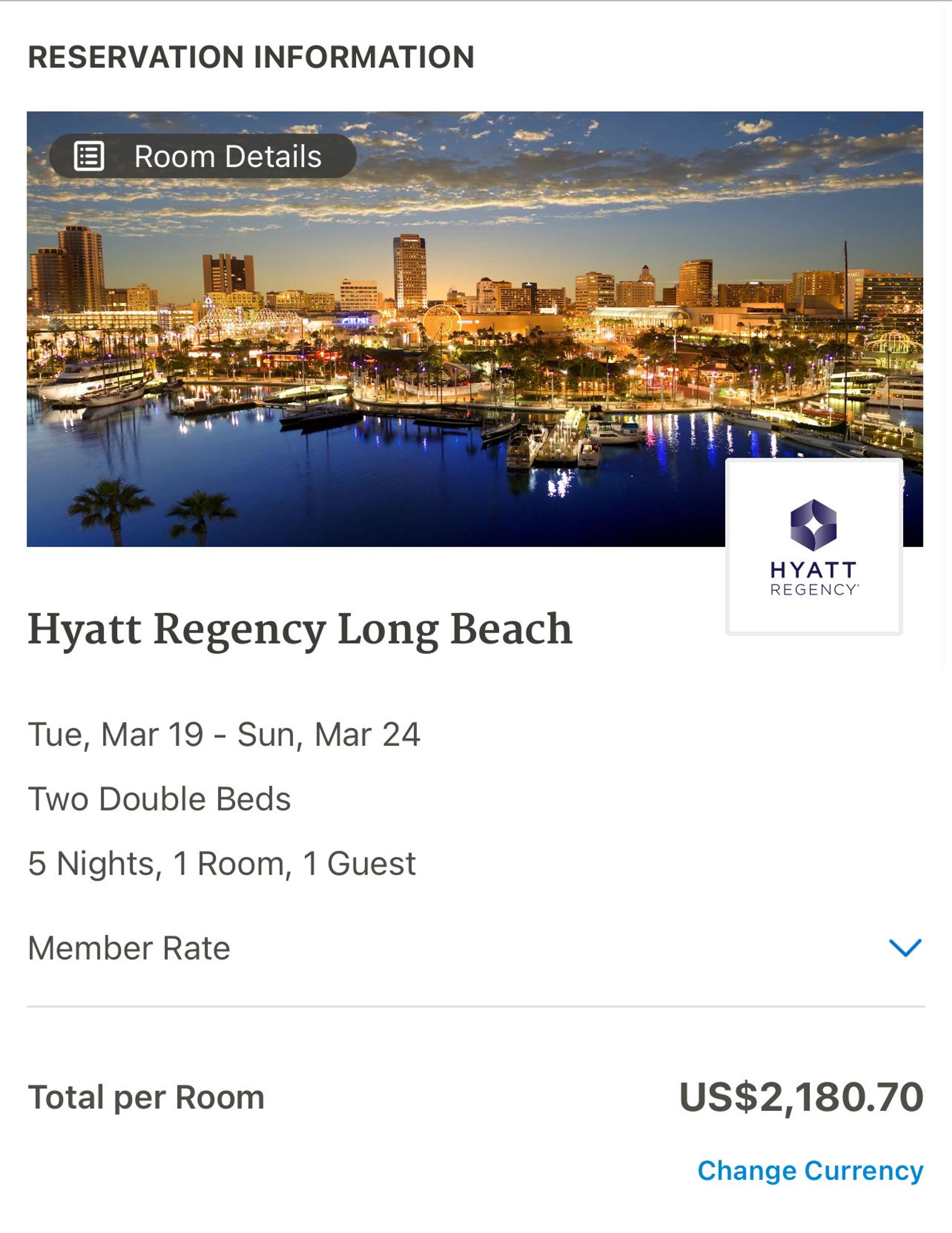 Cash price booking at Hyatt Regency Long Beach