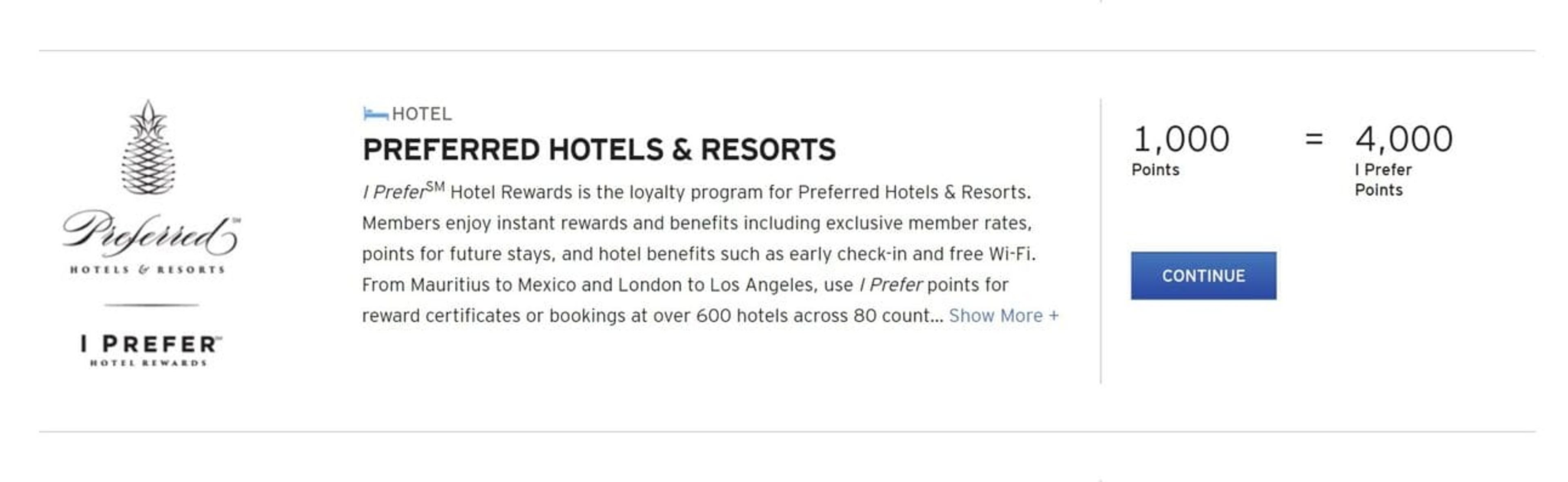 You can now transfer points to Preferred Hotels