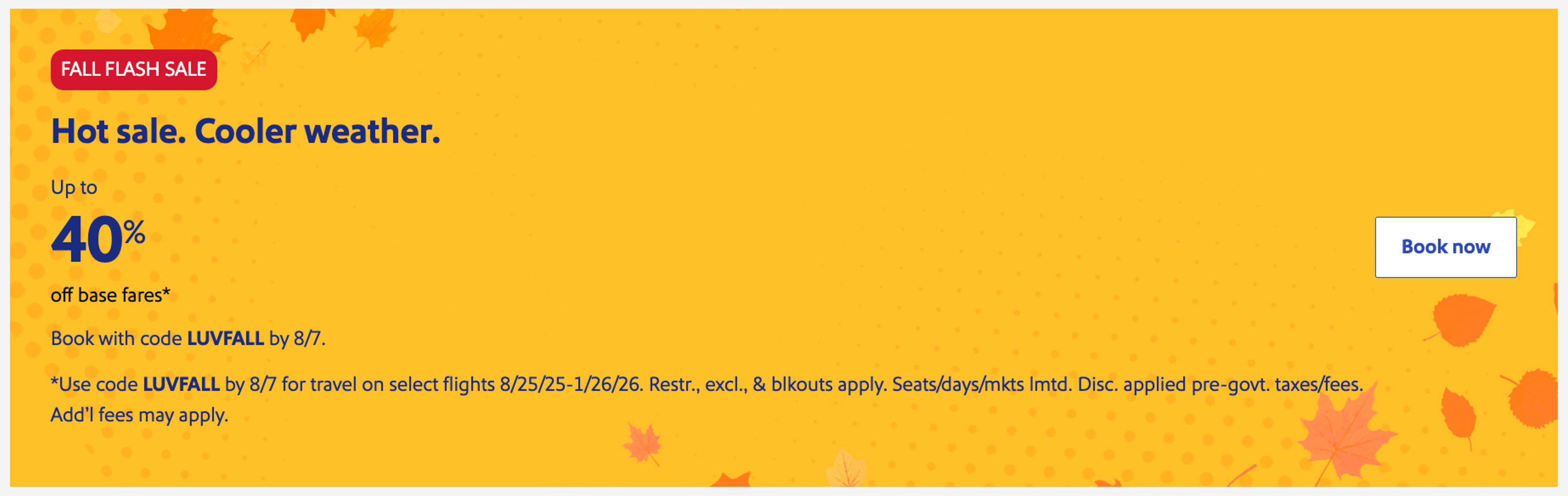 Southwest Fall Flash Sale landing page