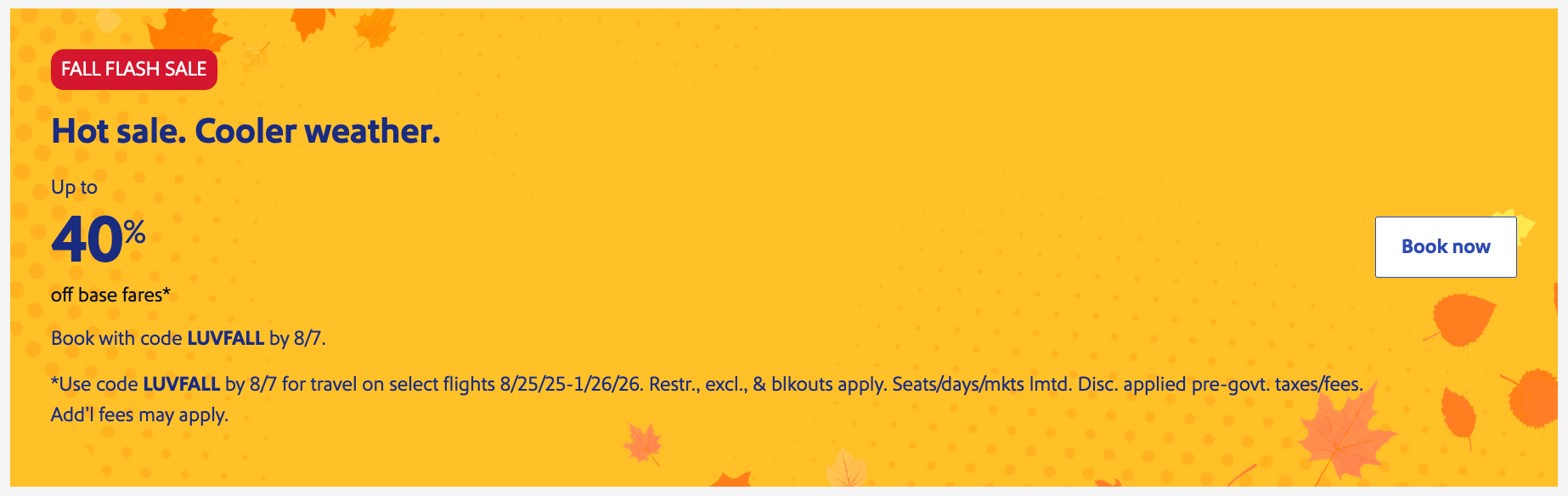 Southwest Fall Flash Sale landing page