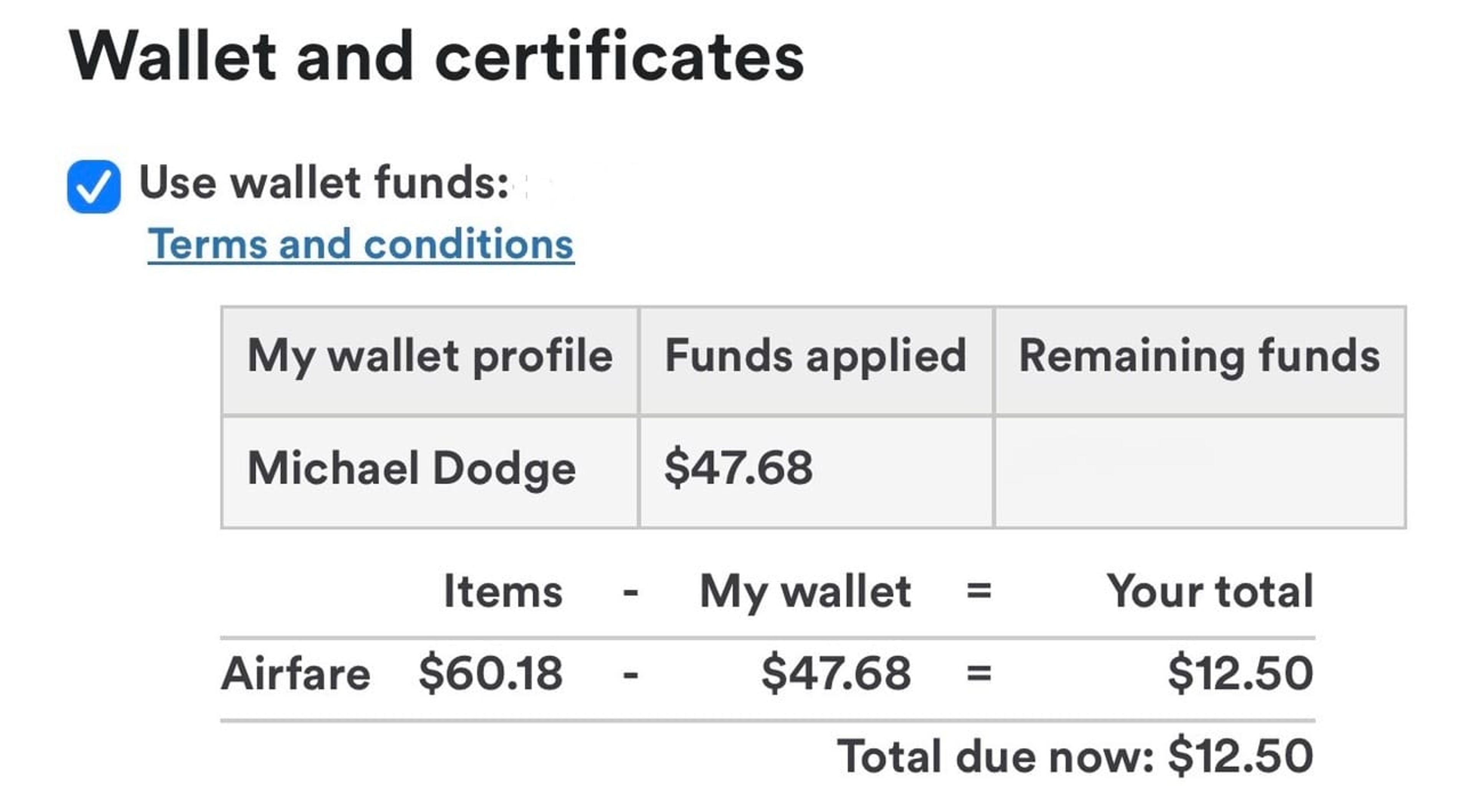 Using Alaska wallet to pay for taxes and fees