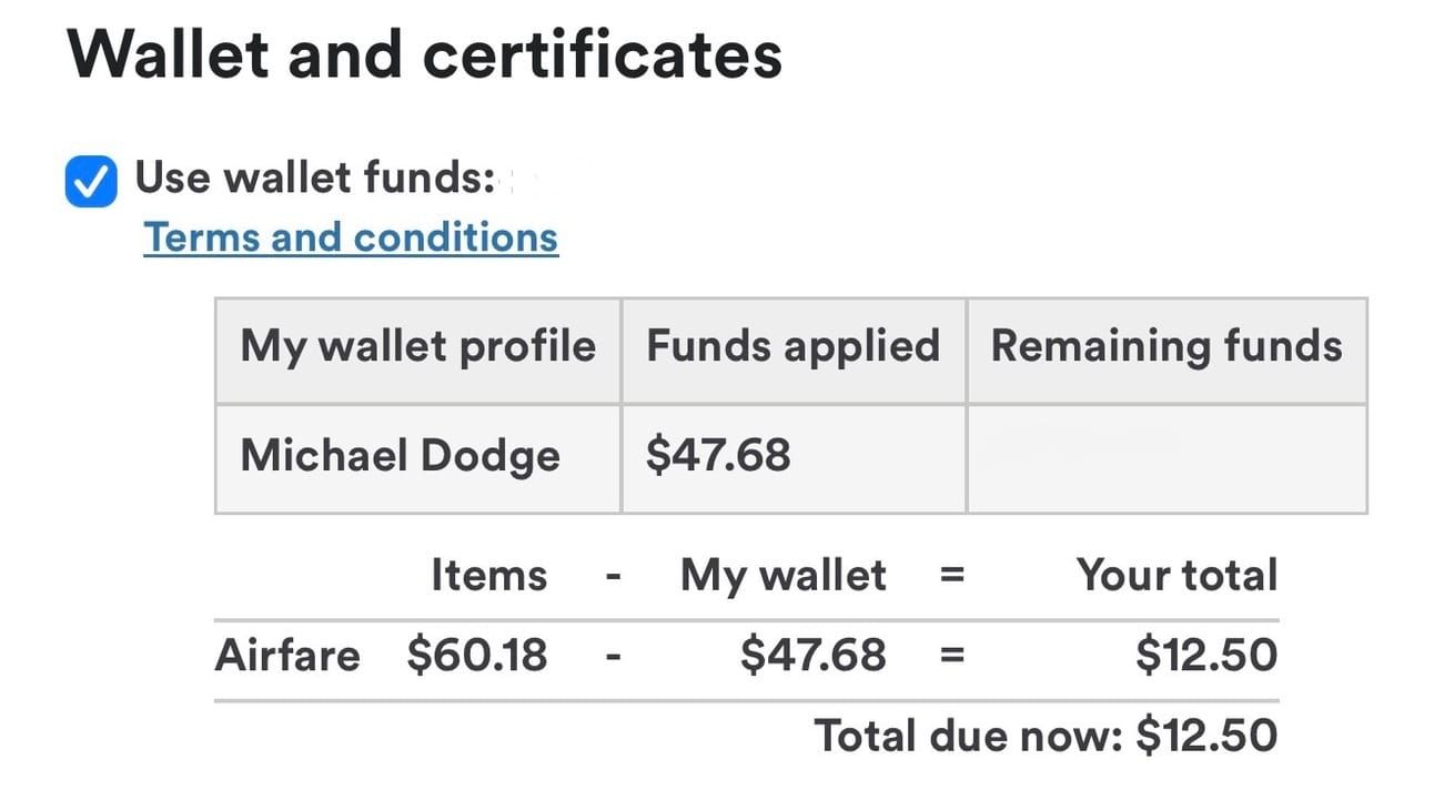 Using Alaska wallet to pay for taxes and fees
