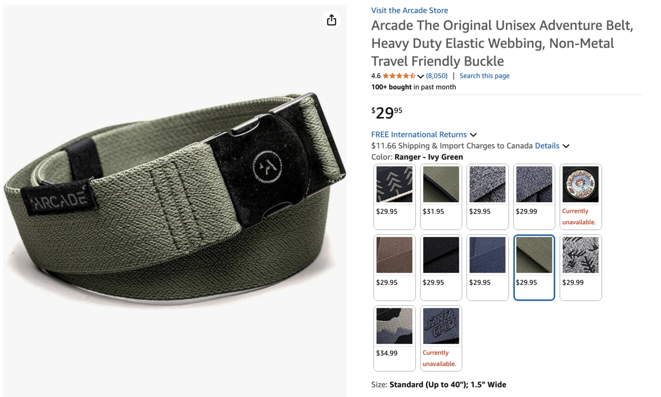 Arcade Travel Belt (Amazon)
