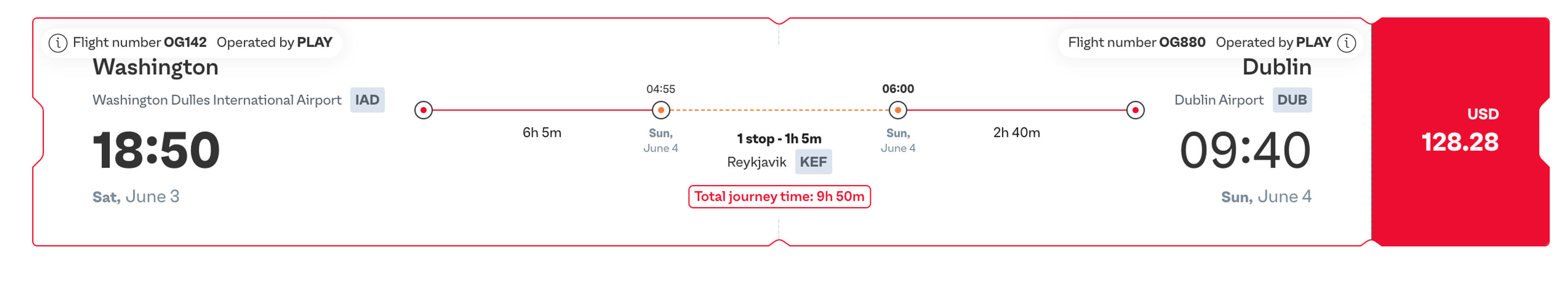 Washington to Dublin