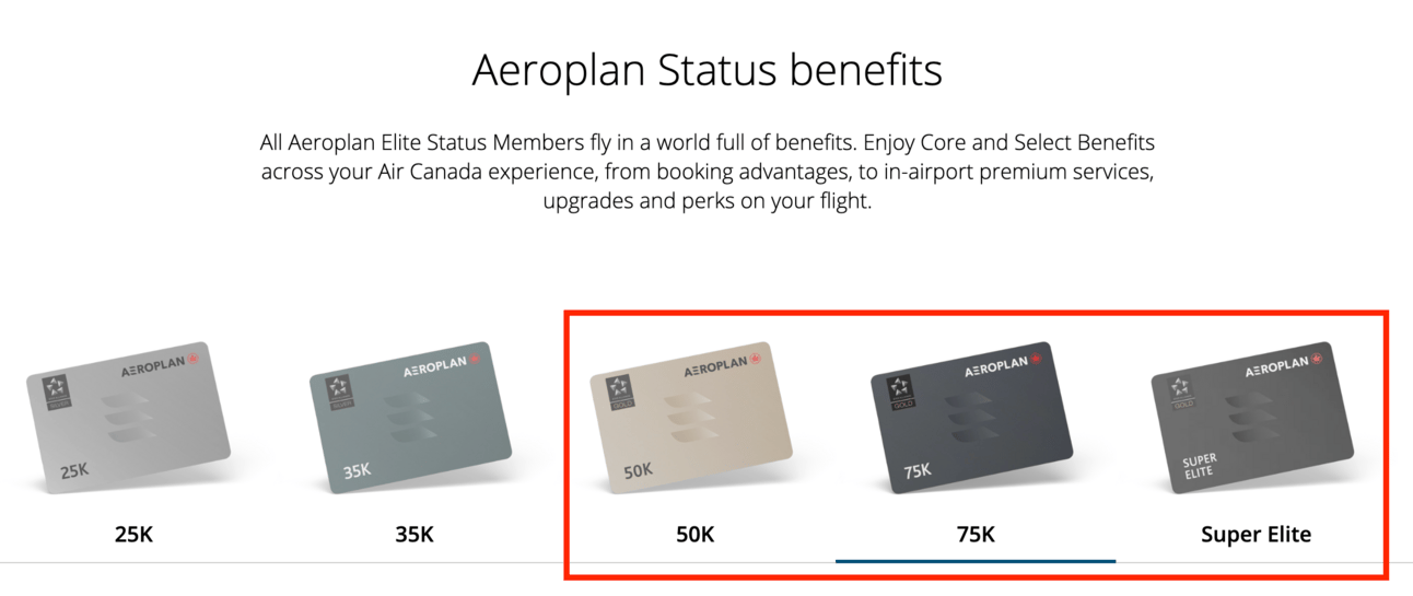 Aeroplan elite status tiers