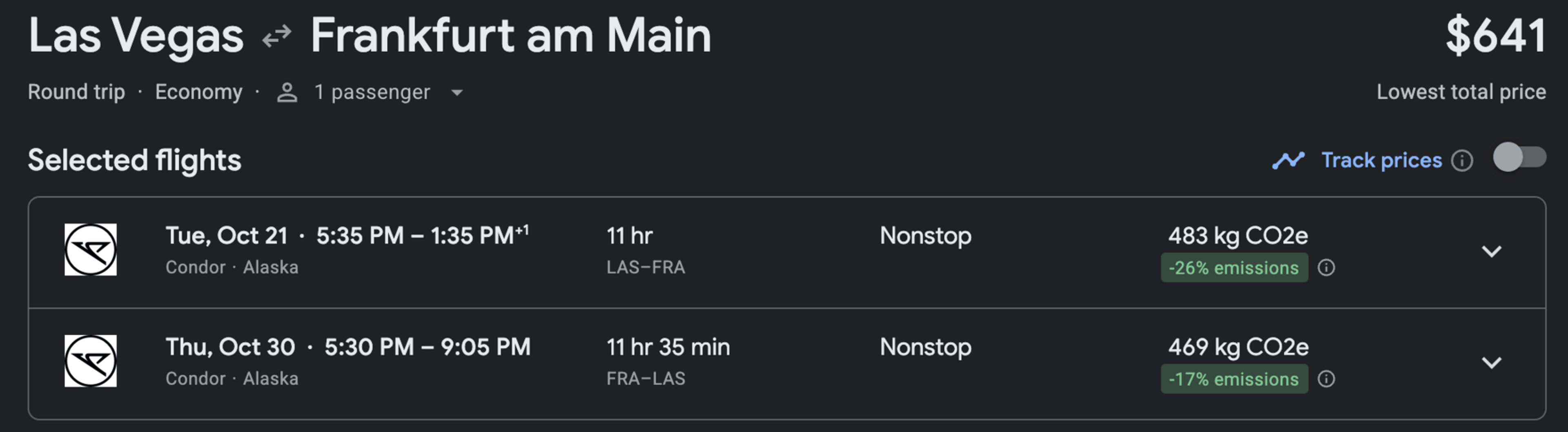 Las Vegas to Frankfurt for $641 round trip