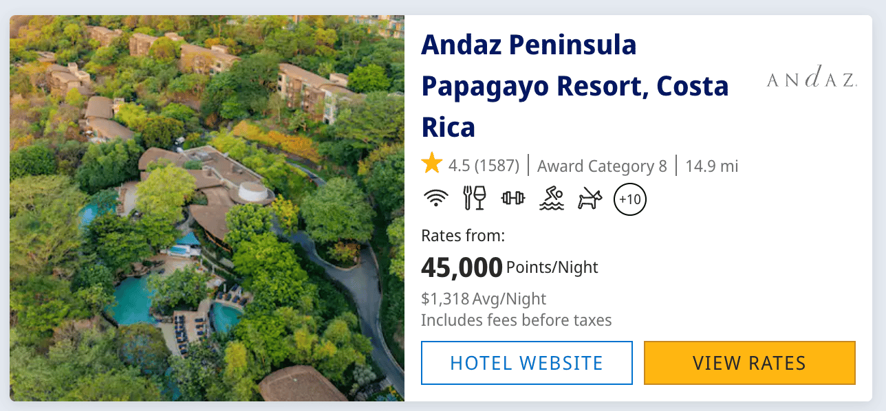 Screenshot from hyatt.com
