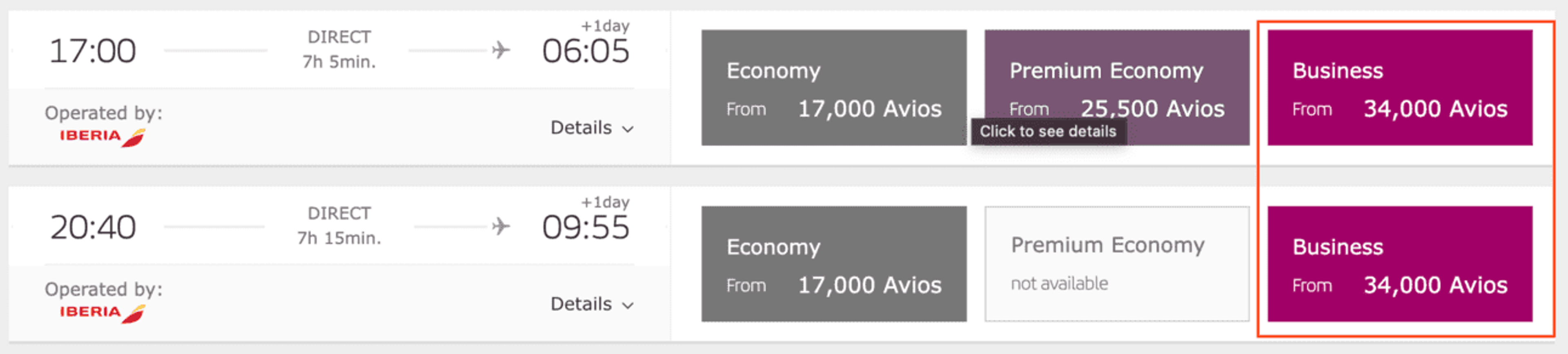 Iberia booking example