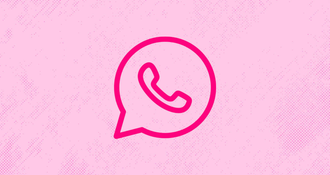 A pink telephone graphic on a light pink background