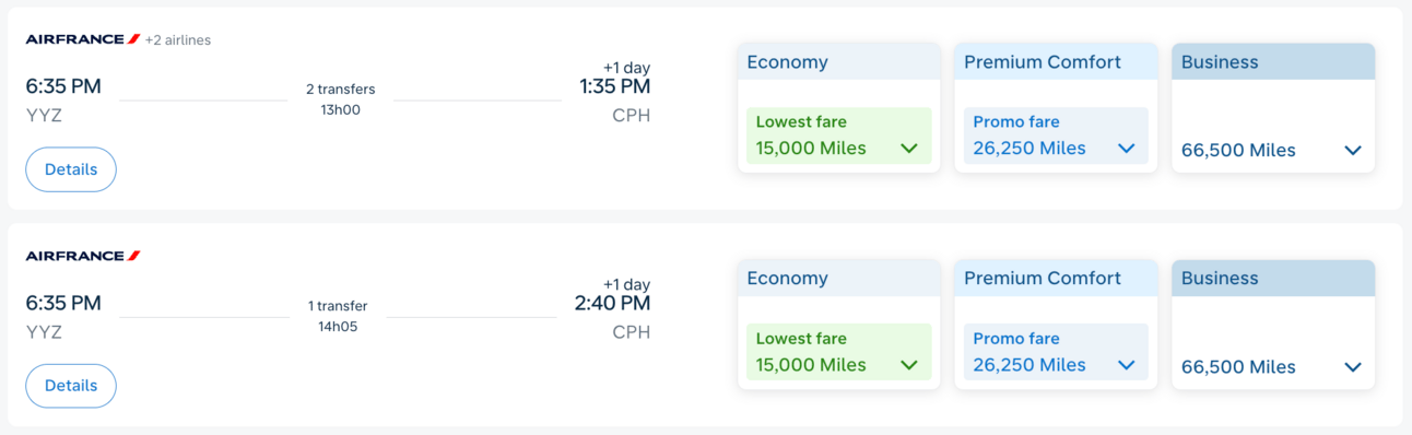 Toronto to Copenhagen for 15k Flying Blue miles