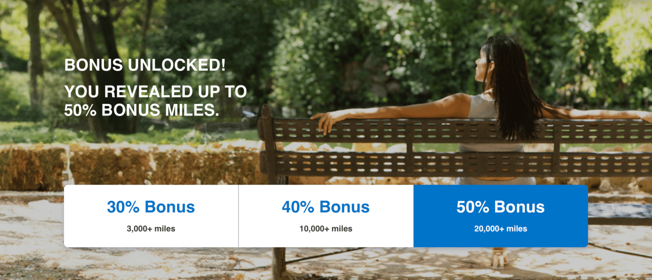 Screenshot showing up to a 50% bonus for buying Alaska miles