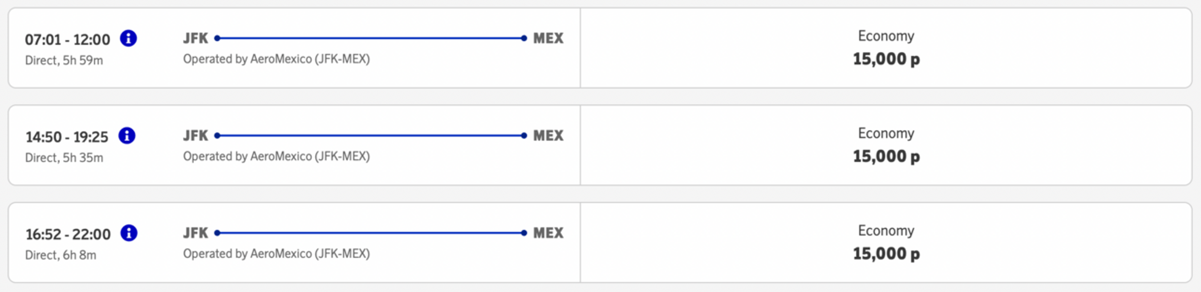 New York to Mexico City for 15,000 SAS miles