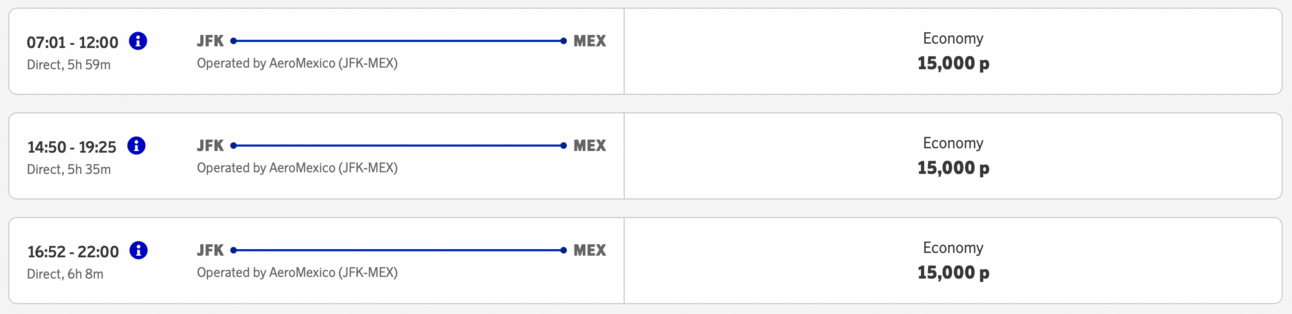 New York to Mexico City for 15,000 SAS miles