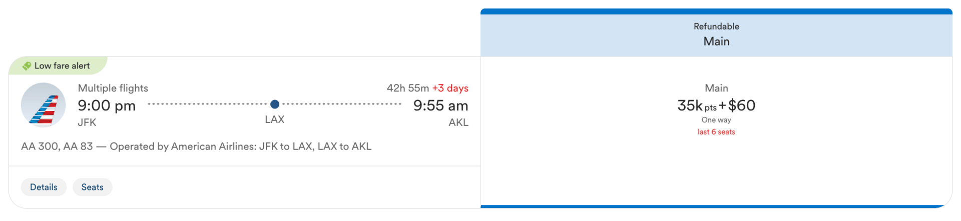 JFK-AKL for 35k points