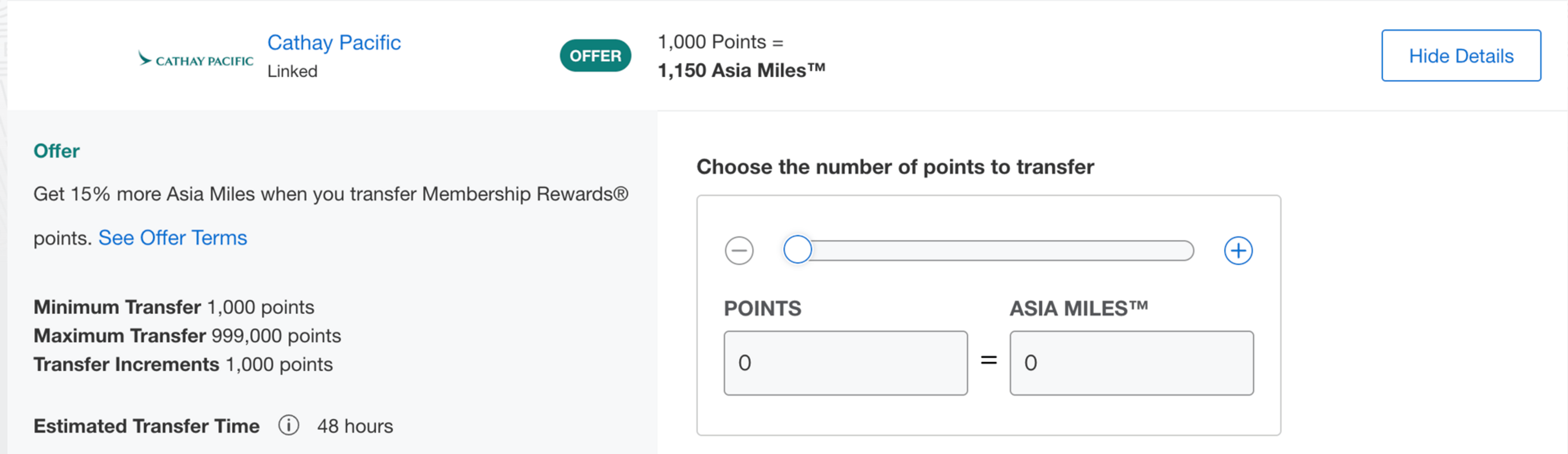 15% transfer bonus to Cathay