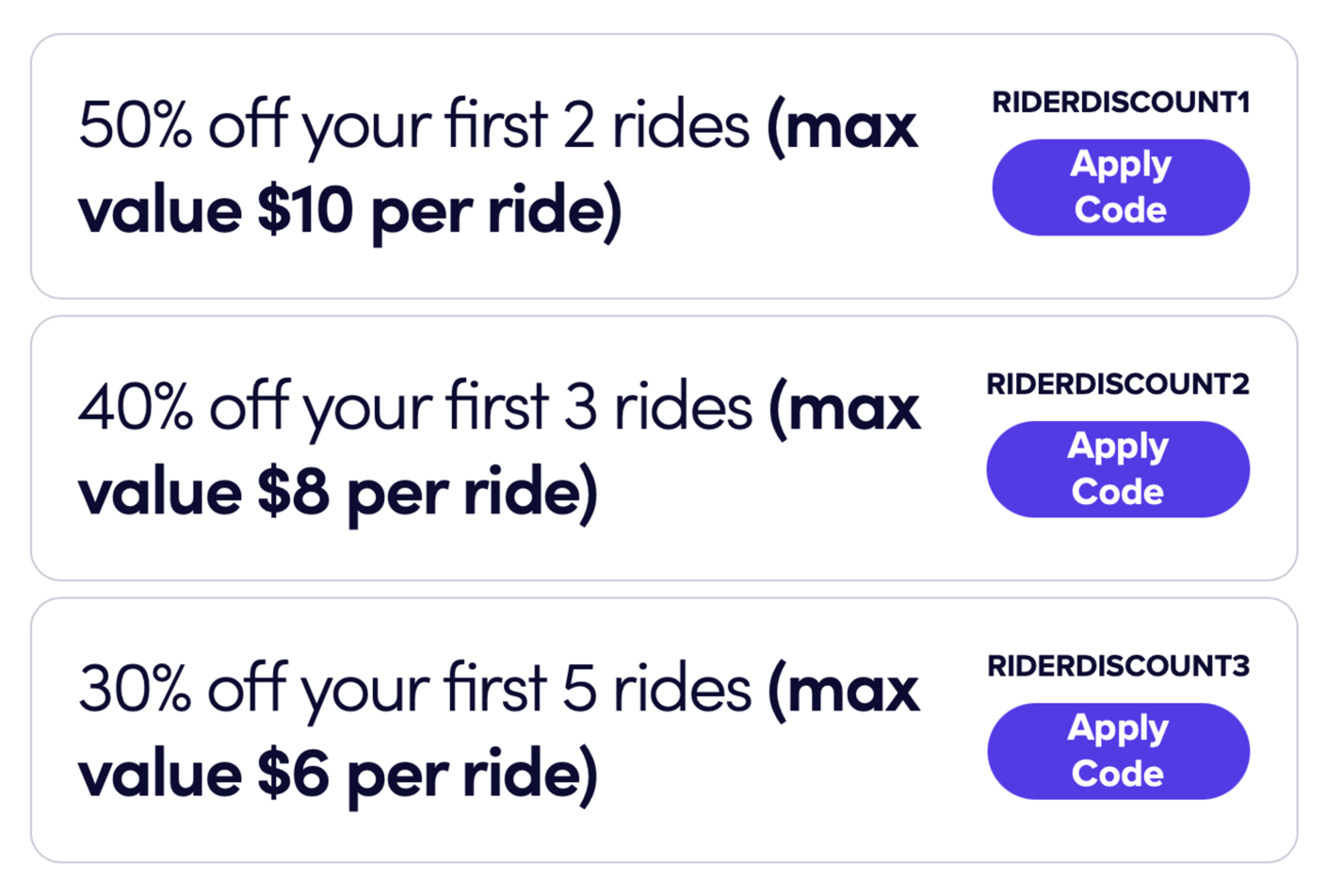 Screenshot showing discounts on Lyft rides for new users